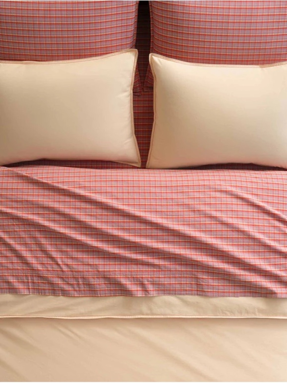 Brooklinen Washed Classic Percale Pillowcase Set - Apricot Chambray - Picture 3 of 4
